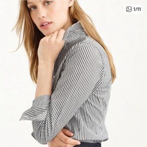 J Crew Favorite button down Shirt in Grey /White Stripe 6